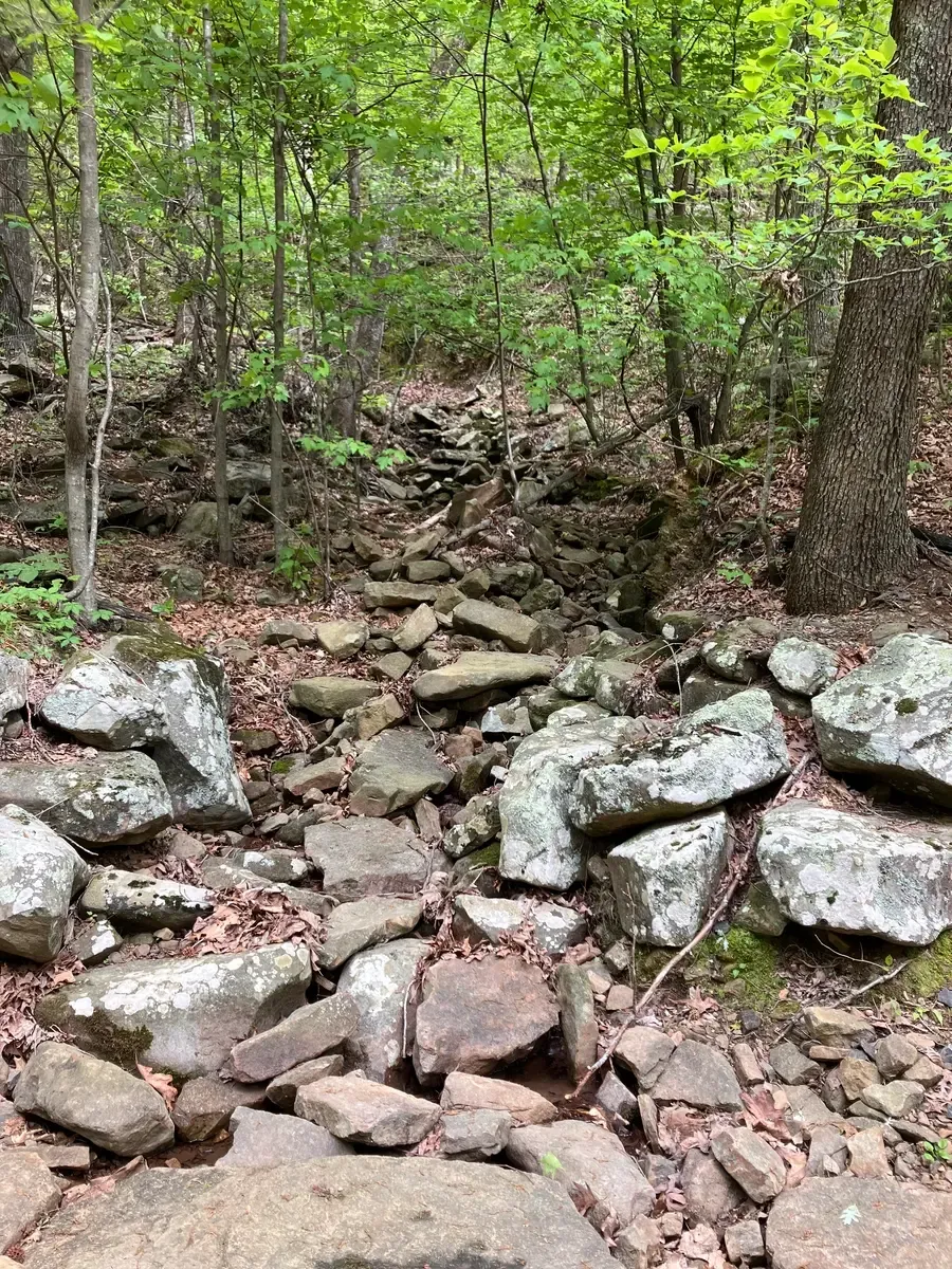 Rock filled drainage area
