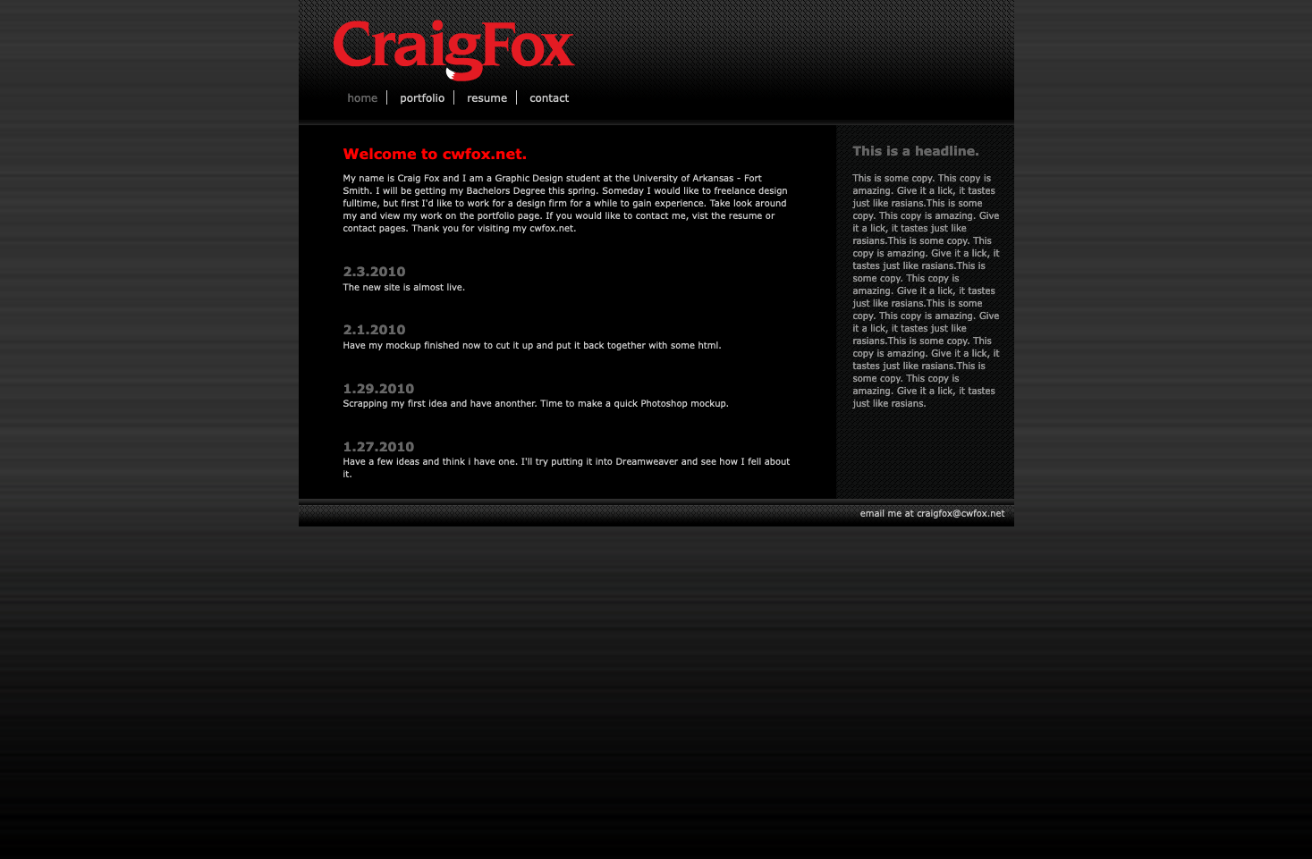 Screen capture of craigwfox.com version 1