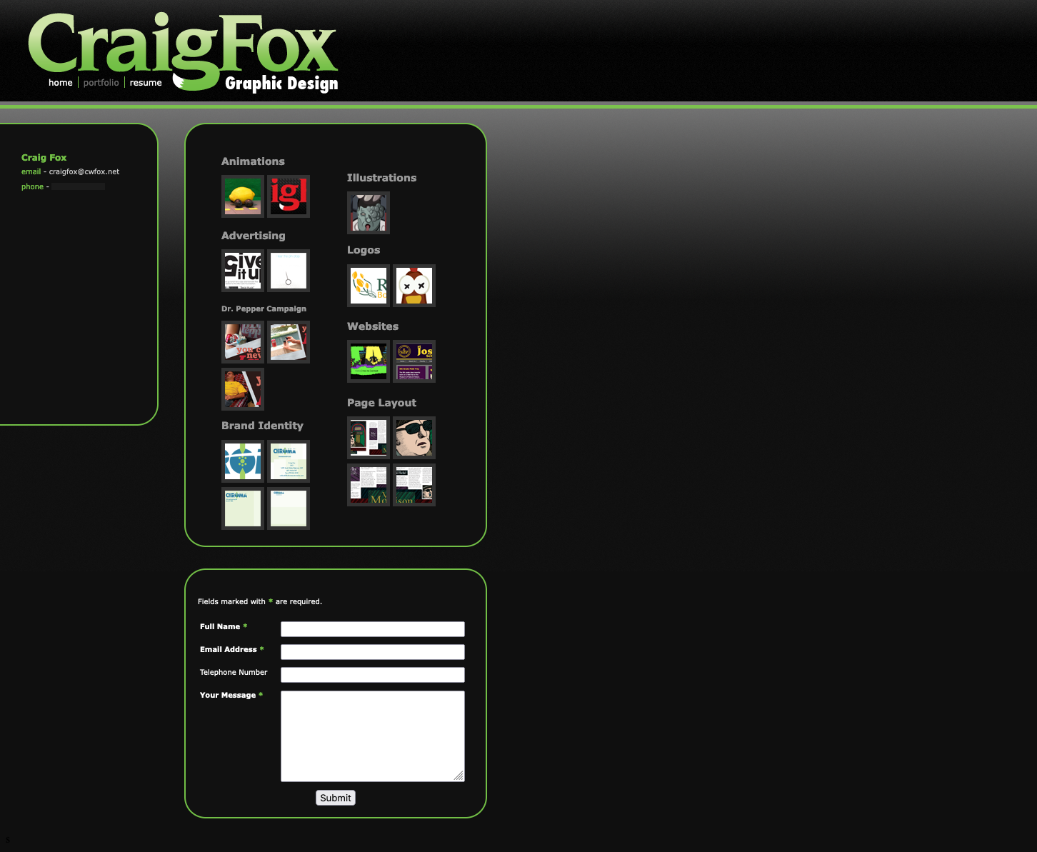Screen capture of craigwfox.com version 2