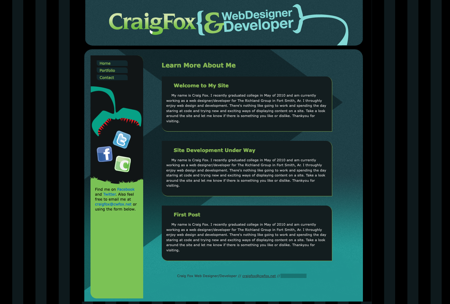Screen capture of craigwfox.com version 3