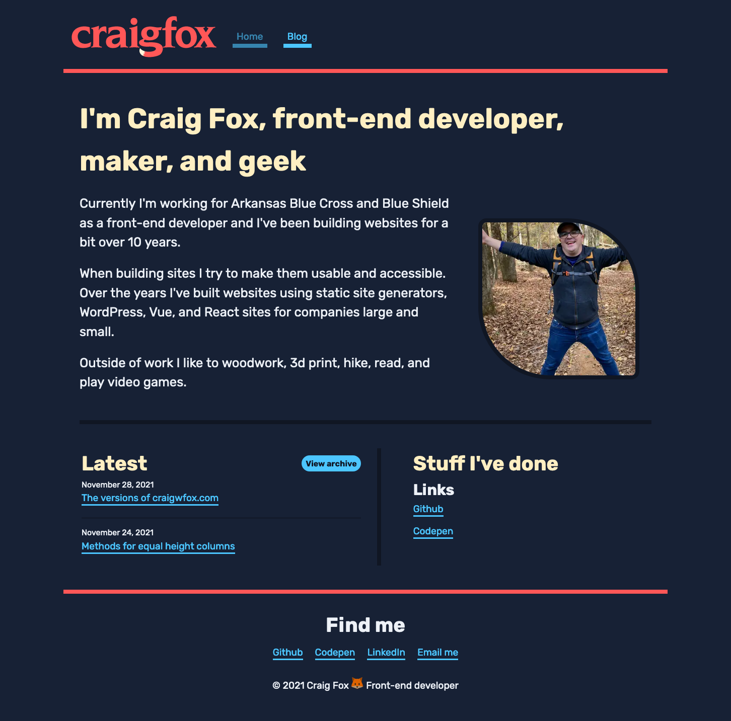 Screen capture of craigwfox.com version 4